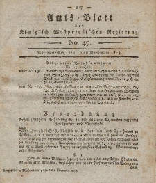 Amts-Blatt der Königlich Westpreußischen Regierung zu Marienwerder, 19. November 1813, No. 49.