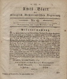 Amts-Blatt der K&ouml;niglich Westpreu&szlig;ischen Regierung zu Marienwerder, 17. Dezember 1813, No. 53.