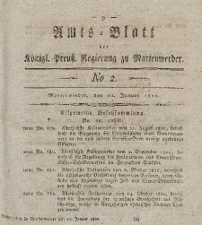 Amts-Blatt der Königl. Preuß. Regierung zu Marienwerder, 11. Januar 1822, No. 2.