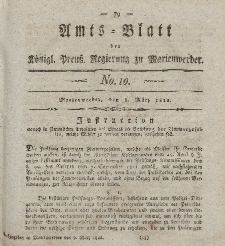 Amts-Blatt der Königl. Preuß. Regierung zu Marienwerder, 8. März 1822, No. 10.