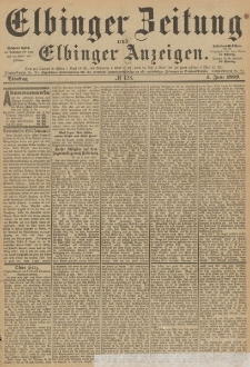 Elbinger Zeitung und Elbinger Anzeigen, Nr. 128 Dienstag 4. Juni 1889
