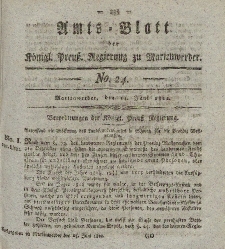 Amts-Blatt der Königl. Preuß. Regierung zu Marienwerder, 14. Juni 1822, No. 24.