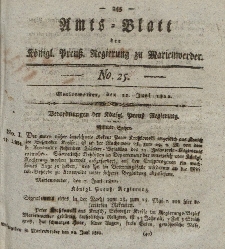 Amts-Blatt der Königl. Preuß. Regierung zu Marienwerder, 11. Juni 1822, No. 25.