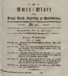 Amts-Blatt der Königl. Preuß. Regierung zu Marienwerder, 26. Juli 1822, No. 30.