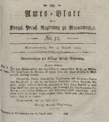 Amts-Blatt der Königl. Preuß. Regierung zu Marienwerder, 9. August 1822, No. 32.