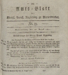 Amts-Blatt der Königl. Preuß. Regierung zu Marienwerder, 30. August 1822, No. 35.