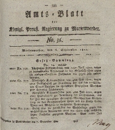 Amts-Blatt der Königl. Preuß. Regierung zu Marienwerder, 6. September 1822, No. 36.