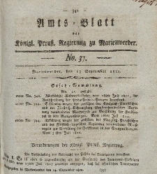 Amts-Blatt der Königl. Preuß. Regierung zu Marienwerder, 13. September 1822, No. 37.