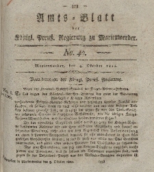 Amts-Blatt der Königl. Preuß. Regierung zu Marienwerder, 4. Oktober 1822, No. 40.