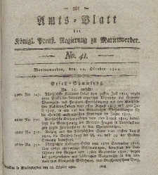 Amts-Blatt der Königl. Preuß. Regierung zu Marienwerder, 11. Oktober 1822, No. 41.