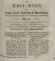 Amts-Blatt der Königl. Preuß. Regierung zu Marienwerder, 1. November 1822, No. 44.
