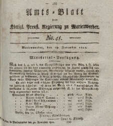 Amts-Blatt der Königl. Preuß. Regierung zu Marienwerder, 29. November 1822, No. 48.