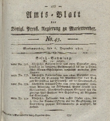 Amts-Blatt der Königl. Preuß. Regierung zu Marienwerder, 6. Dezember 1822, No. 49.