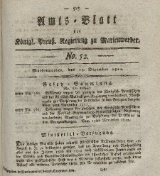Amts-Blatt der Königl. Preuß. Regierung zu Marienwerder, 27. Dezember 1822, No. 52.