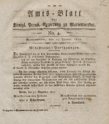 Amts-Blatt der Königl. Preuß. Regierung zu Marienwerder, 27. Januar 1826, No. 4.