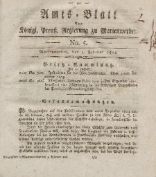 Amts-Blatt der Königl. Preuß. Regierung zu Marienwerder, 3. Februar 1826, No. 5.