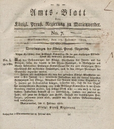 Amts-Blatt der Königl. Preuß. Regierung zu Marienwerder, 17. Februar 1826, No. 7.