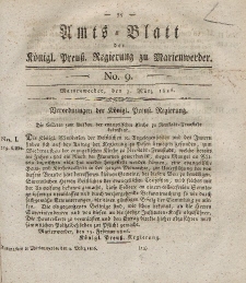 Amts-Blatt der Königl. Preuß. Regierung zu Marienwerder, 3. März 1826, No. 9.