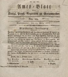 Amts-Blatt der Königl. Preuß. Regierung zu Marienwerder, 10. März 1826, No. 10.