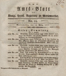 Amts-Blatt der Königl. Preuß. Regierung zu Marienwerder, 17. März 1826, No. 11.
