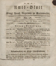 Amts-Blatt der Königl. Preuß. Regierung zu Marienwerder, 28. April 1826, No. 17.