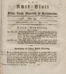 Amts-Blatt der Königl. Preuß. Regierung zu Marienwerder, 12. Mai 1826, No. 19.