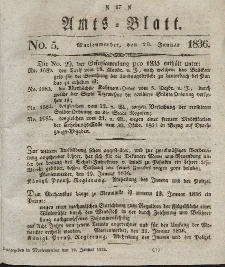 Amts-Blatt der Königl. Regierung zu Marienwerder, 29. Januar 1836, No. 5.