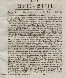 Amts-Blatt der Königl. Regierung zu Marienwerder, 18. März 1836, No. 12.