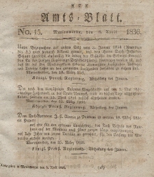 Amts-Blatt der Königl. Regierung zu Marienwerder, 8. April 1836, No. 15.