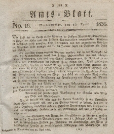 Amts-Blatt der Königl. Regierung zu Marienwerder, 15. April 1836, No. 16.