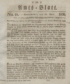 Amts-Blatt der Königl. Regierung zu Marienwerder, 29. April 1836, No. 18.