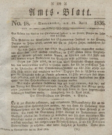 Amts-Blatt der Königl. Regierung zu Marienwerder, 29. April 1836, No. 18.