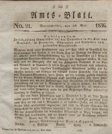 Amts-Blatt der Königl. Regierung zu Marienwerder, 20. Mai 1836, No. 21.