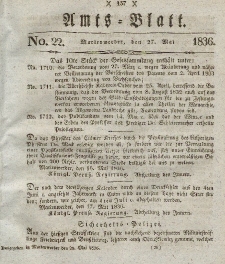 Amts-Blatt der Königl. Regierung zu Marienwerder, 27. Mai 1836, No. 22.