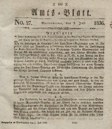 Amts-Blatt der Königl. Regierung zu Marienwerder, 1. Juli 1836, No. 27.