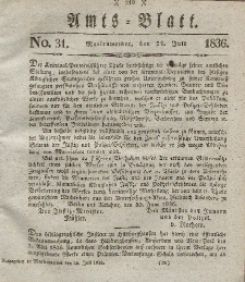 Amts-Blatt der Königl. Regierung zu Marienwerder, 29. Juli 1836, No. 31.