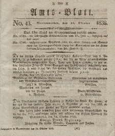 Amts-Blatt der Königl. Regierung zu Marienwerder, 21. Oktober 1836, No. 43.