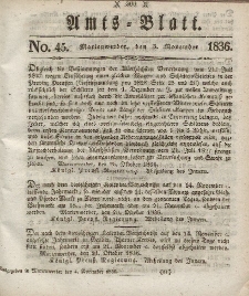 Amts-Blatt der Königl. Regierung zu Marienwerder, 3. November 1836, No. 45.