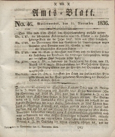 Amts-Blatt der Königl. Regierung zu Marienwerder, 11. November 1836, No. 46.