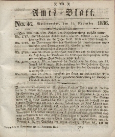 Amts-Blatt der Königl. Regierung zu Marienwerder, 11. November 1836, No. 46.
