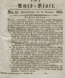 Amts-Blatt der Königl. Regierung zu Marienwerder, 23. Dezember 1836, No. 52.