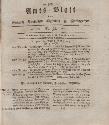 Amts-Blatt der Königl. Preuß. Regierung zu Marienwerder, 7. August 1818, No. 32.