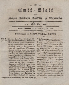 Amts-Blatt der Königl. Preuß. Regierung zu Marienwerder, 14. August 1818, No. 33.