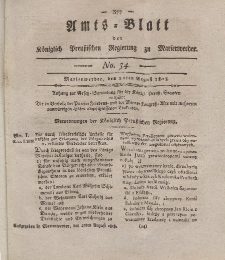 Amts-Blatt der Königl. Preuß. Regierung zu Marienwerder, 21. August 1818, No. 34.