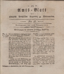 Amts-Blatt der Königl. Preuß. Regierung zu Marienwerder, 18. September 1818, No. 38.