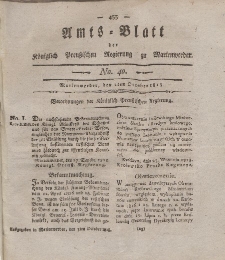 Amts-Blatt der Königl. Preuß. Regierung zu Marienwerder, 2. Oktober 1818, No. 40.