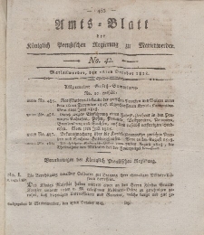 Amts-Blatt der Königl. Preuß. Regierung zu Marienwerder, 16. Oktober 1818, No. 42.