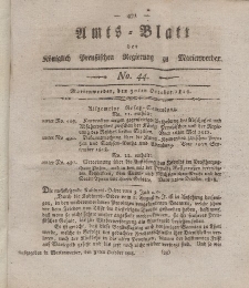 Amts-Blatt der Königl. Preuß. Regierung zu Marienwerder, 30. Oktober 1818, No. 44.