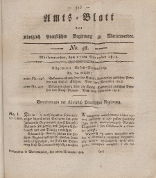 Amts-Blatt der Königl. Preuß. Regierung zu Marienwerder, 27. November 1818, No. 48.
