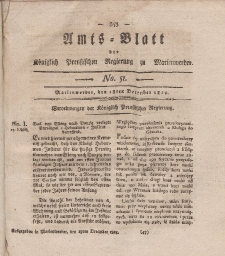 Amts-Blatt der Königl. Preuß. Regierung zu Marienwerder, 18. Dezember 1818, No. 51.